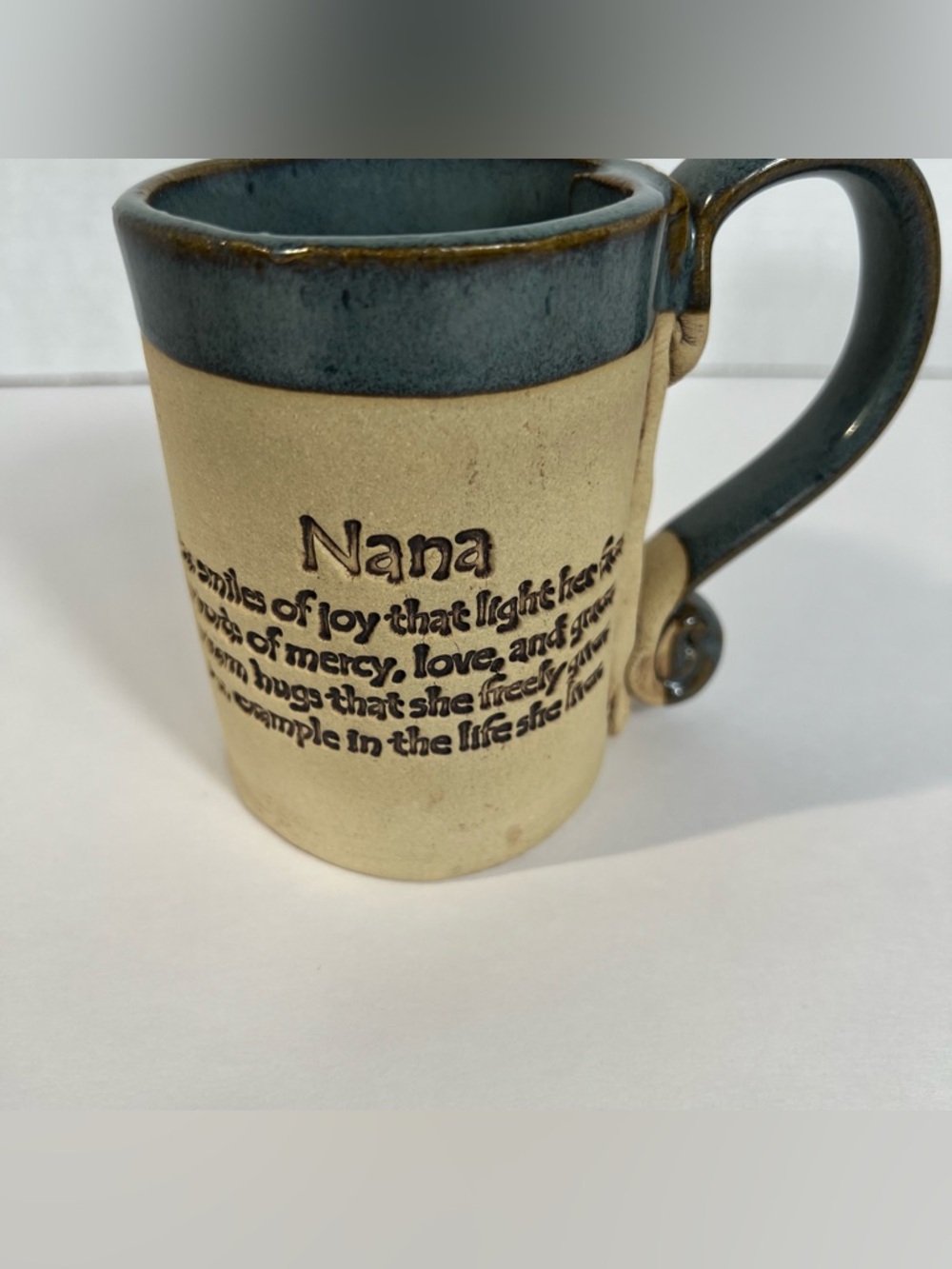 Hand Thrown Stoneware Nana Mug Dragonfly Poem Rustic Pottery Coffee Cup Gift